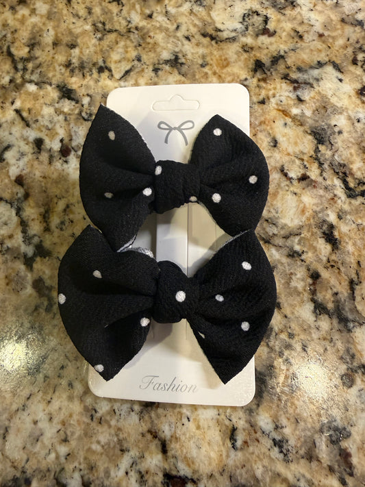 Classic Bow Piggy Set - 3" (Black & White Dot)