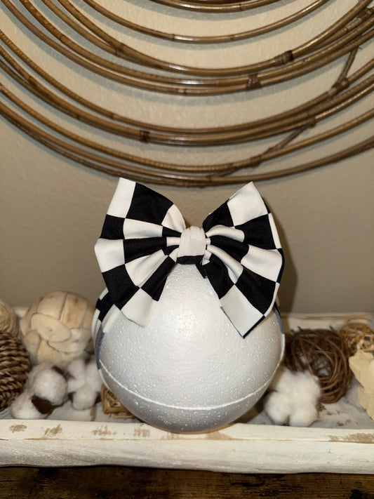 Classic Large Headwrap - Black & White Check (0-6 month)