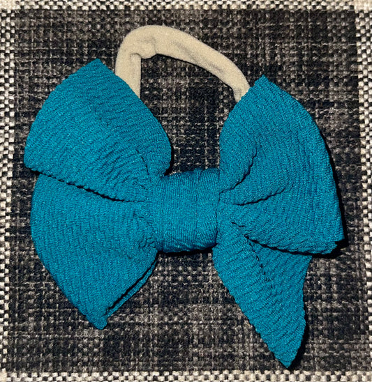 Waffle Knit Nylon Bow (Teal)