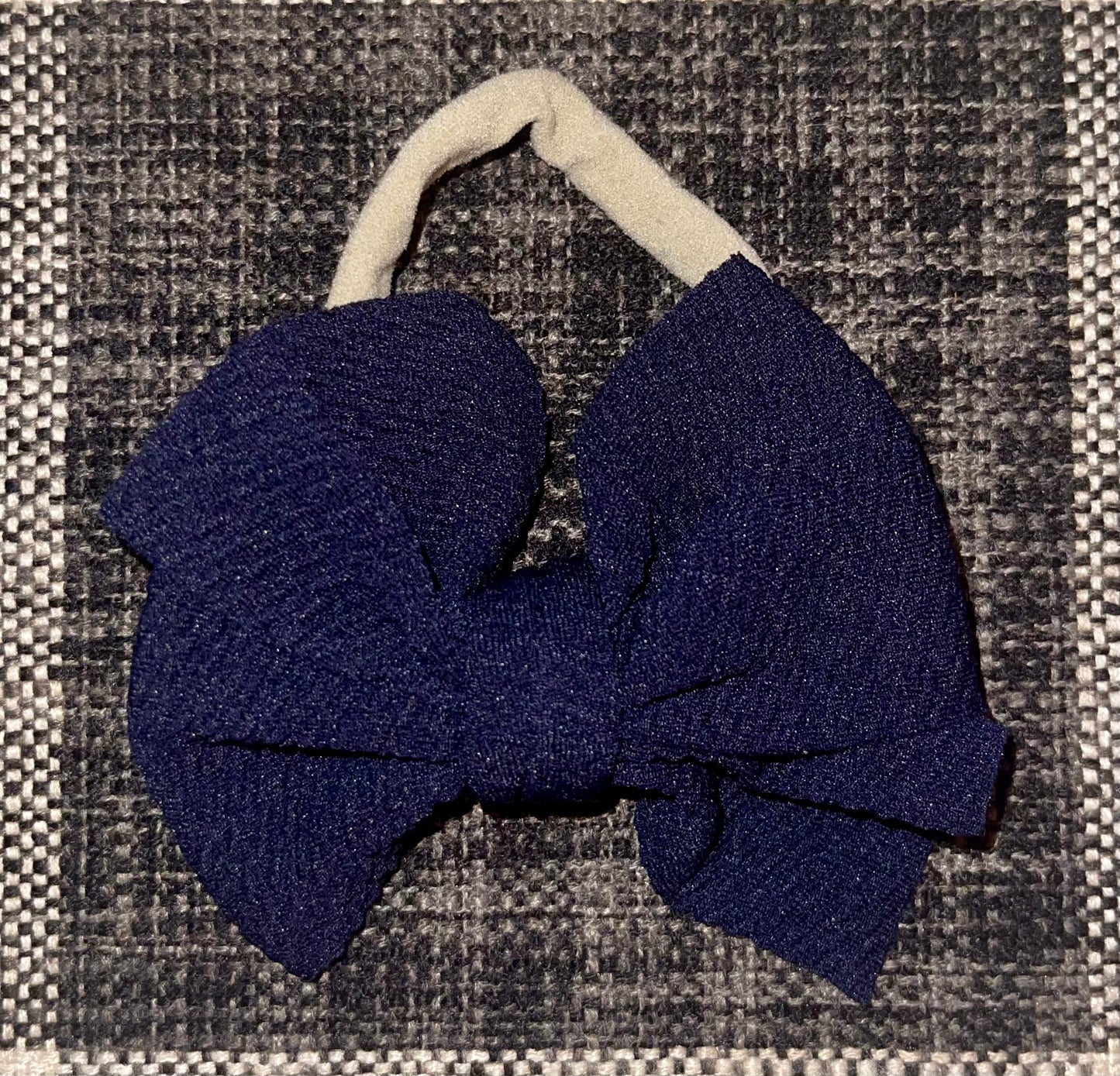 Waffle Knit Nylon Bow (Navy)