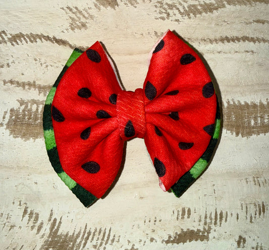 Double Layer Classic Bow Alligator Clip - Watermelon