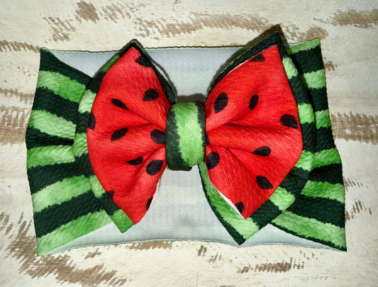 Double Layer Classic Bow Headwrap - Watermelon