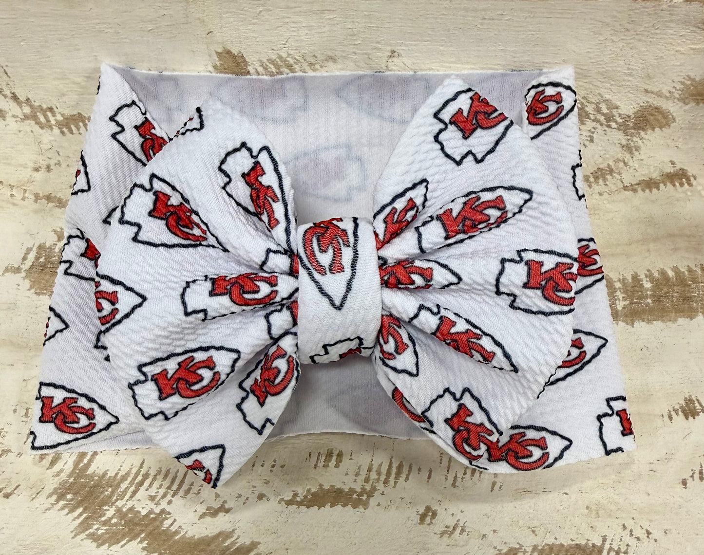 Classic Bow Headwrap - White Chiefs Logo