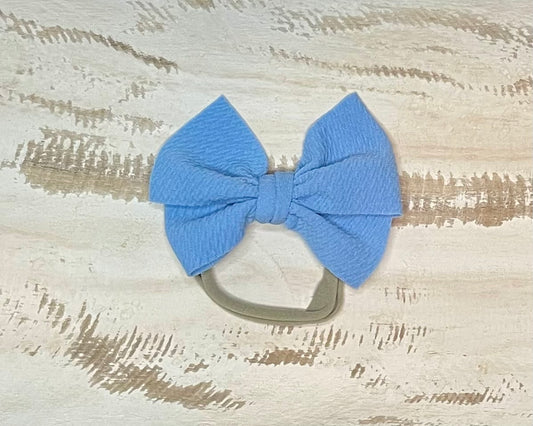 Waffle Knit Nylon Bow (Baby Blue)