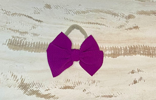 Waffle Knit Nylon Bow (Purple)