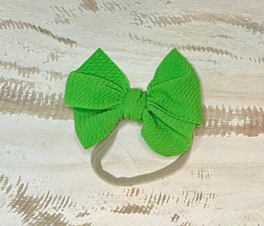 Waffle Knit Nylon Bow (Bright Green)