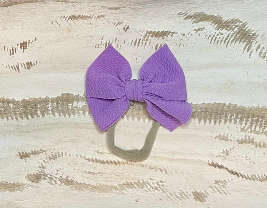 Waffle Knit Nylon Bow (Lavender)