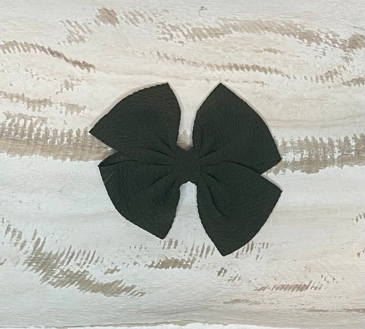Waffle Alligator Clip Bow (Dark Green)