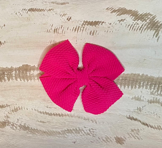 Waffle Alligator Clip Bow (Hot Pink)