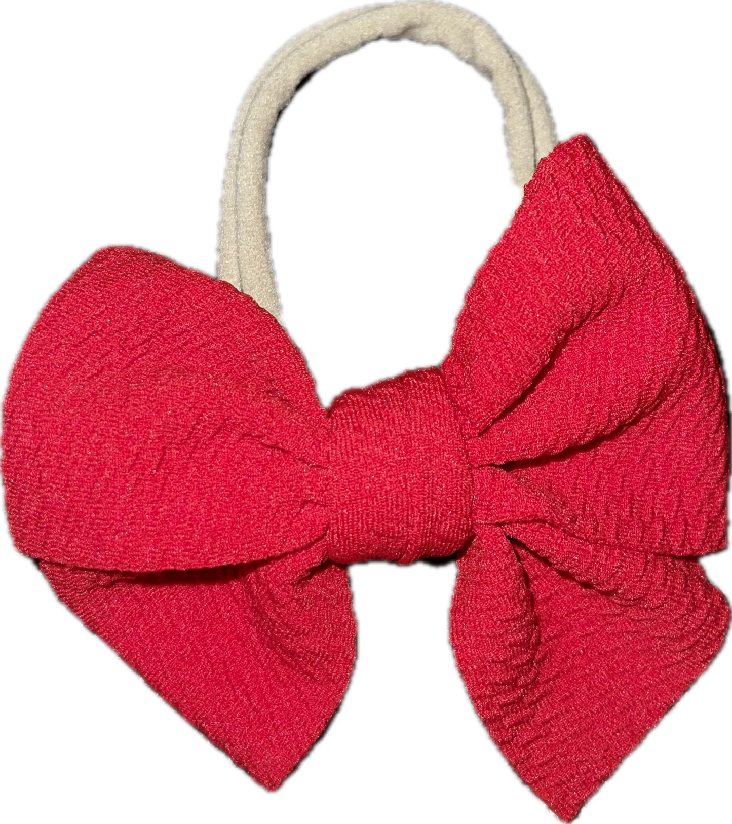 Waffle Knit Nylon Bow (Bright Red)