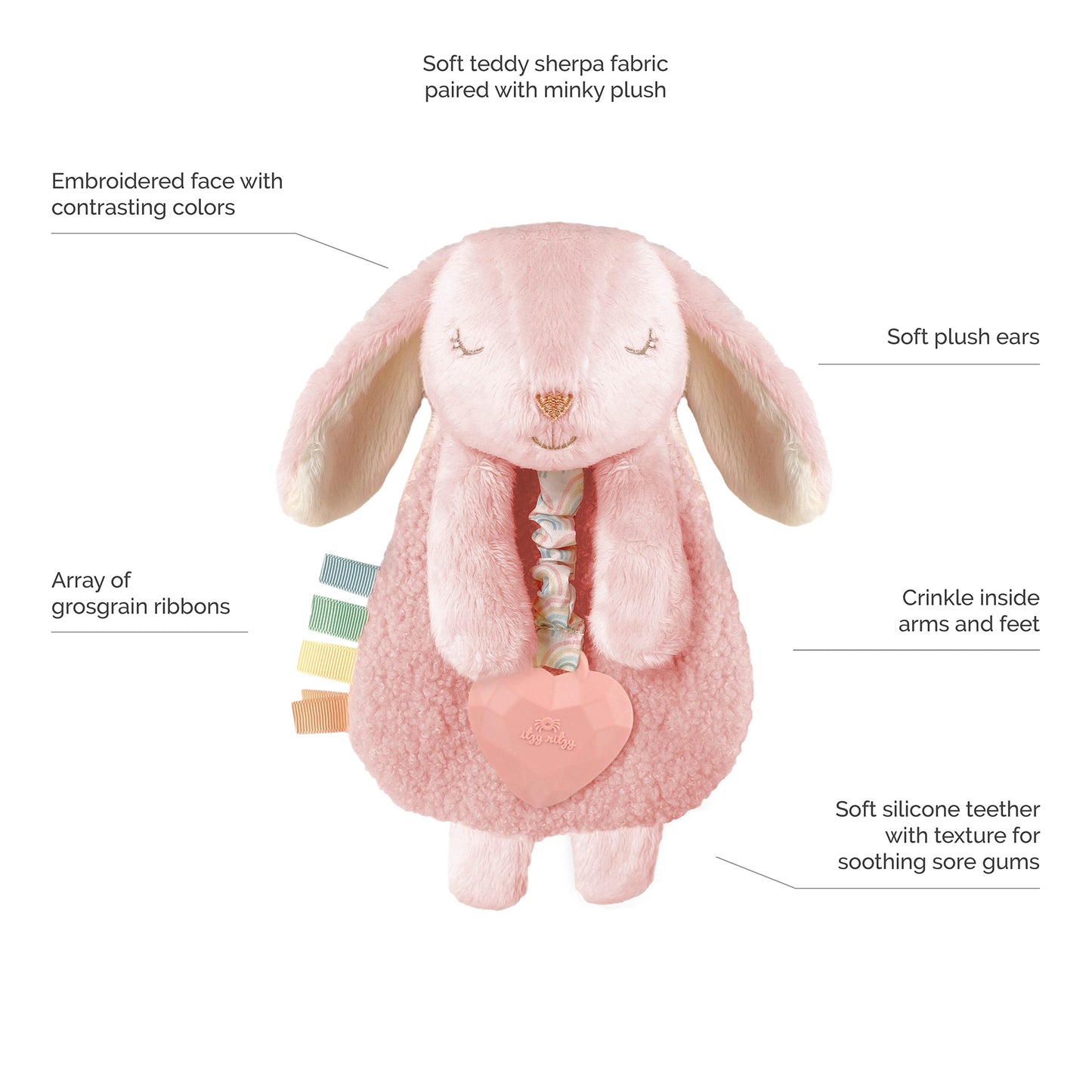 Itzy Lovey Plush and Teether Toy (Ana the Bunny)