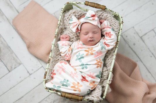 Flower Power Baby Gown and Bow