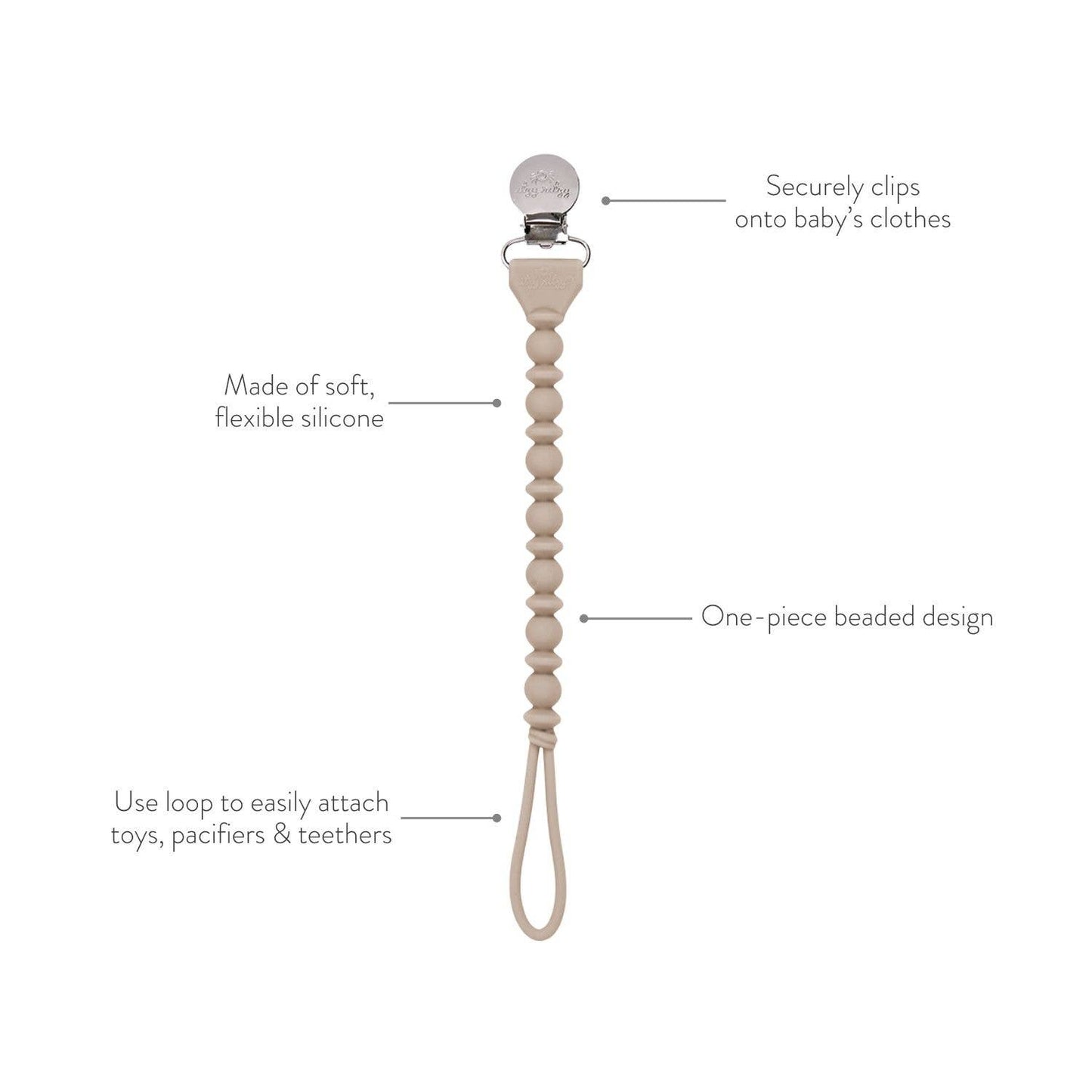 Sweetie Strap™ Silicone One-Piece Pacifier Clips (Toast)