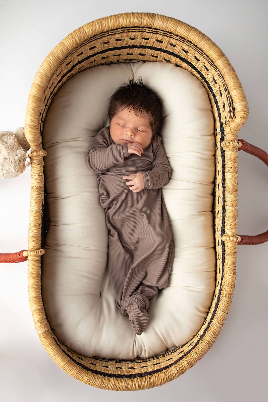 Cocoa Brown Ribbed Knotted Newborn Gown and Hat