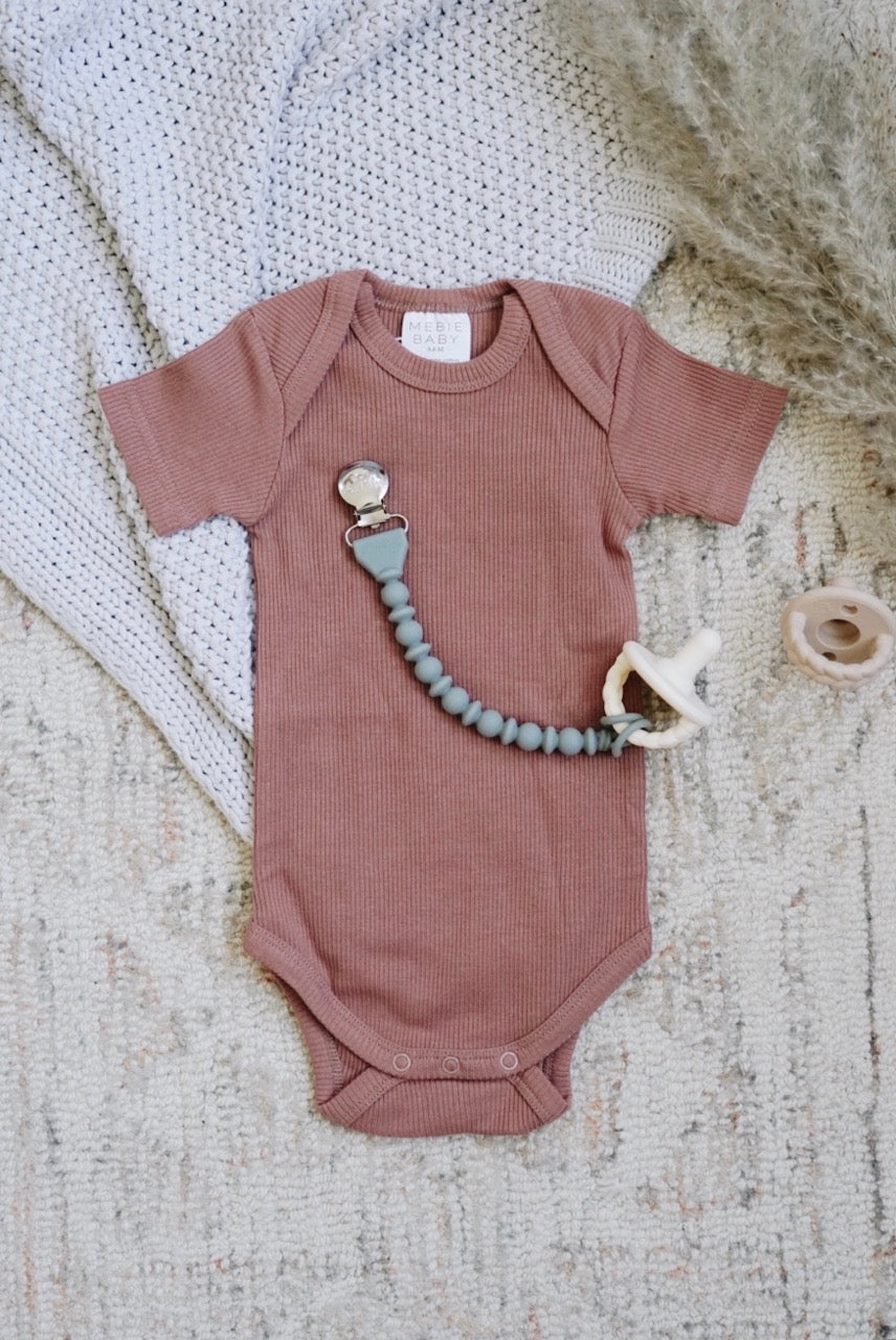 Sweetie Strap™ - Beaded Pacifier Clip (Storm Gray)